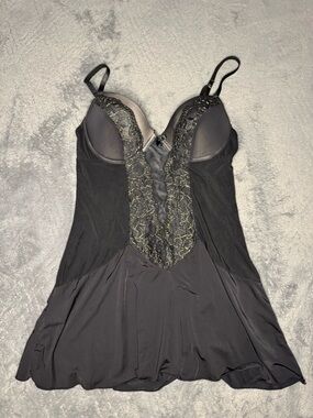 sophie b. Black Chemise with Metallic Gold Lace Accents
